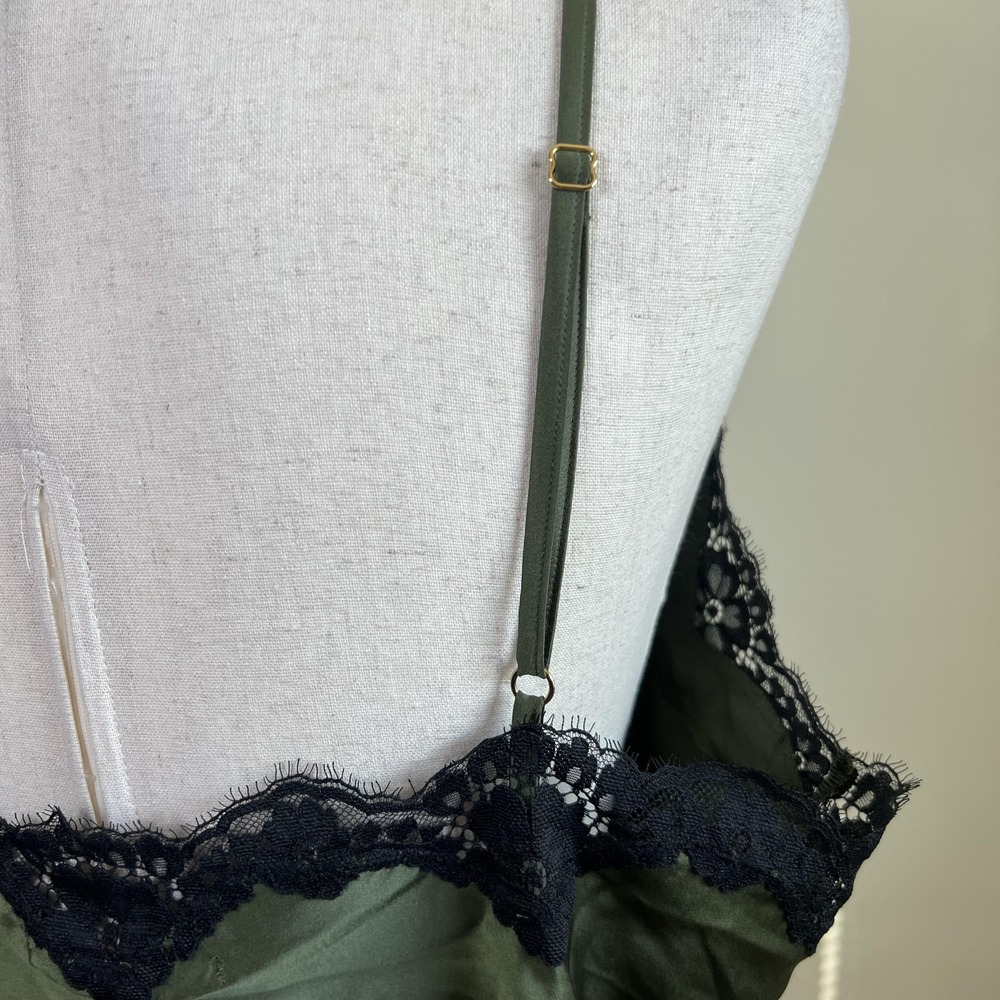 Victorias Secret Satin Lace Camisole Tank Top Green Lingerie Y2K Goth Coquette - Picture 6 of 8